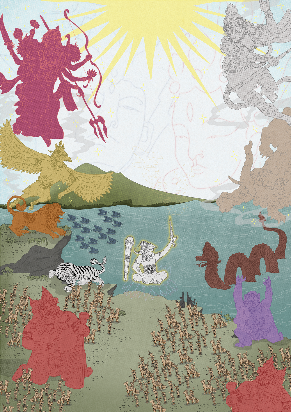 Elephant General summons his interdimensional warriors by Sapu Jagad